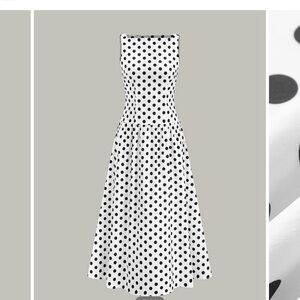 Commense Black and White Polka Dot Sleeveless Midi Dress